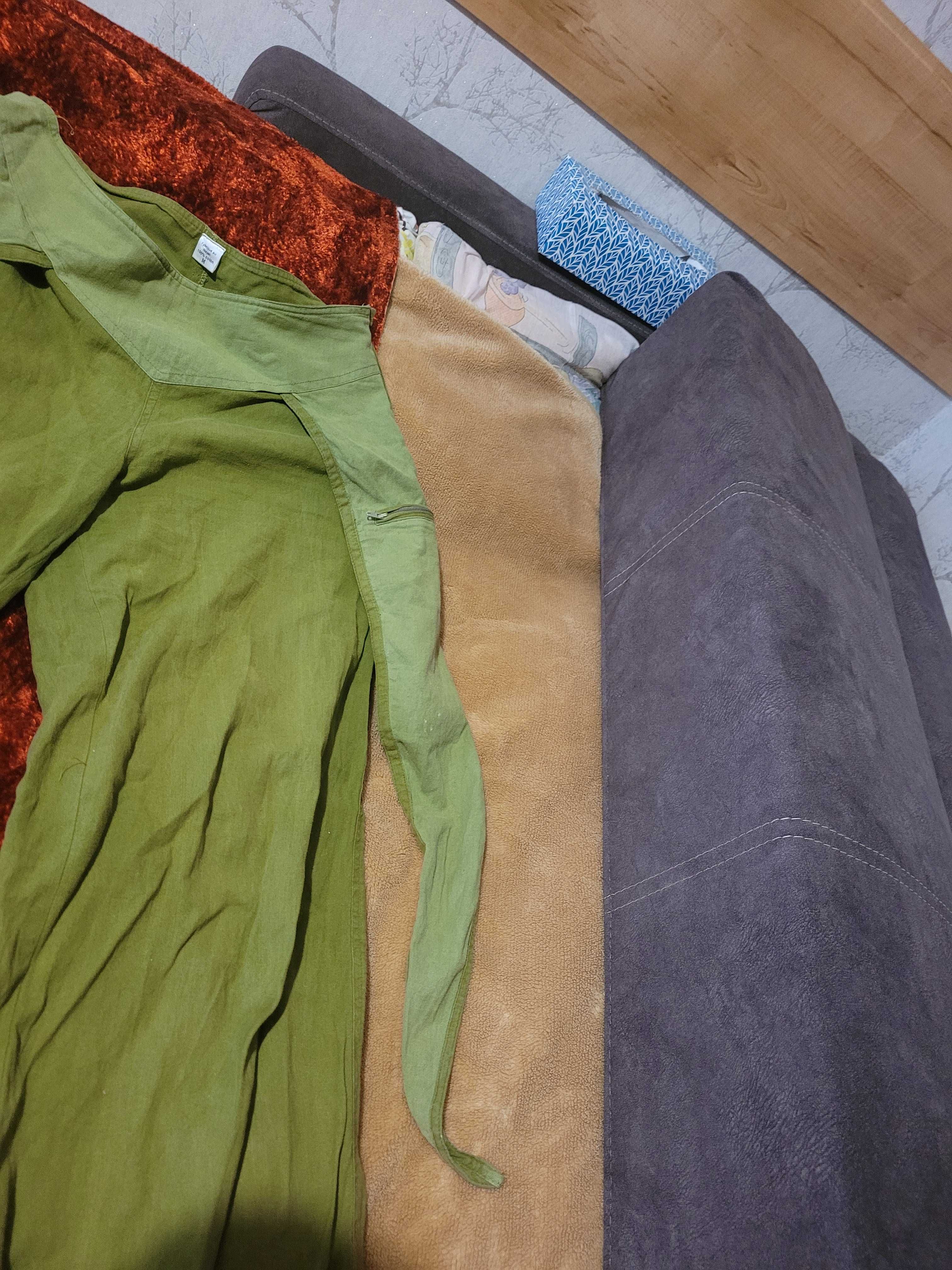 Spodnie szarawary, luźne, M, zielone