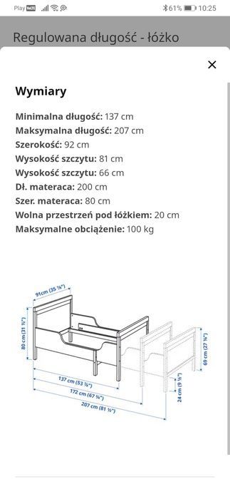 Łóżko Ikea Sundvick 80x200