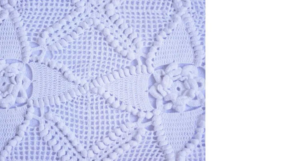 Colcha branca, feita à mão [trabalho original] 100% Algodão