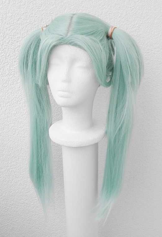 Rebecca Cyberpunk peruka zielona pastelowa z kitkami cosplay wig