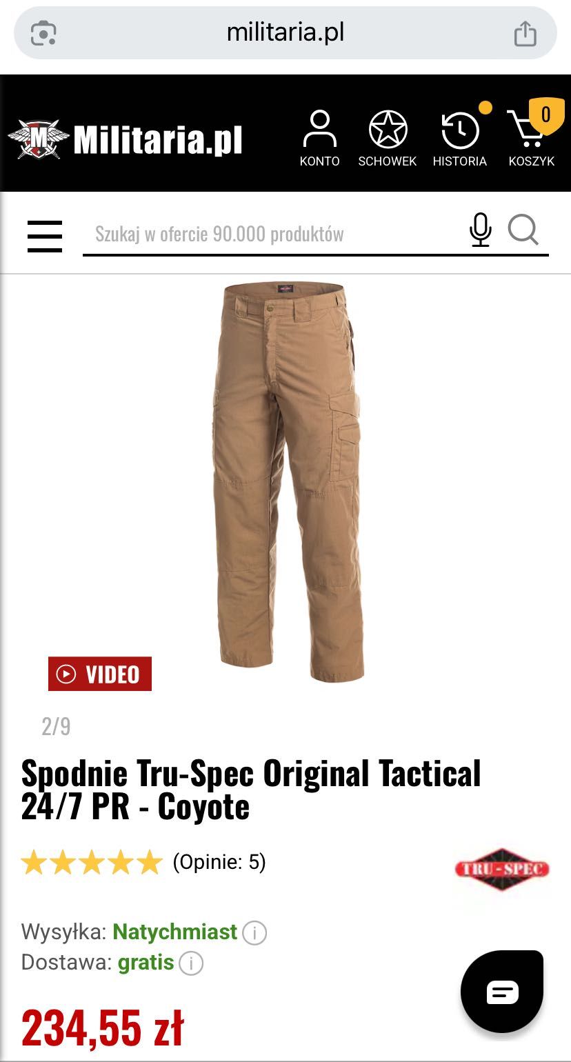 Spodnie Taktyczne Męskie Tru-Spec Original Tactical 24/7 PR – Coyote.