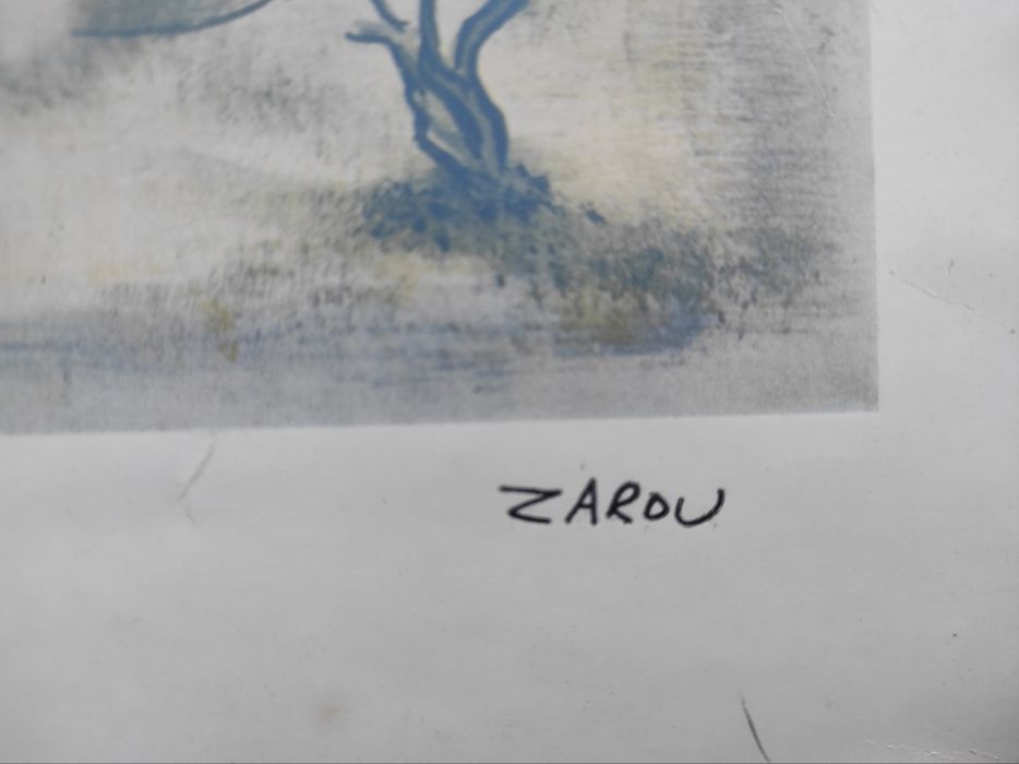 Stara grafika Sygnowana Byk, bawoły