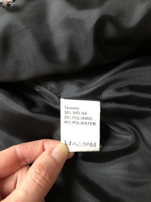 Autograf płaszcz w kratę z wełną rozm. 38, M