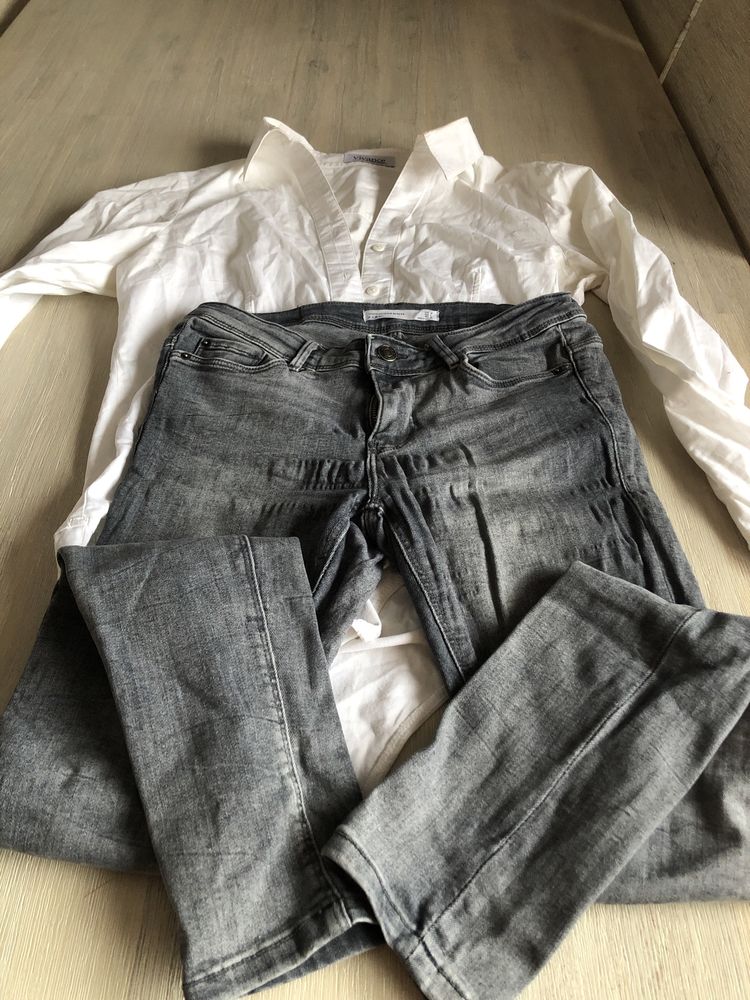 Body koszulowe + jeansy Zara M