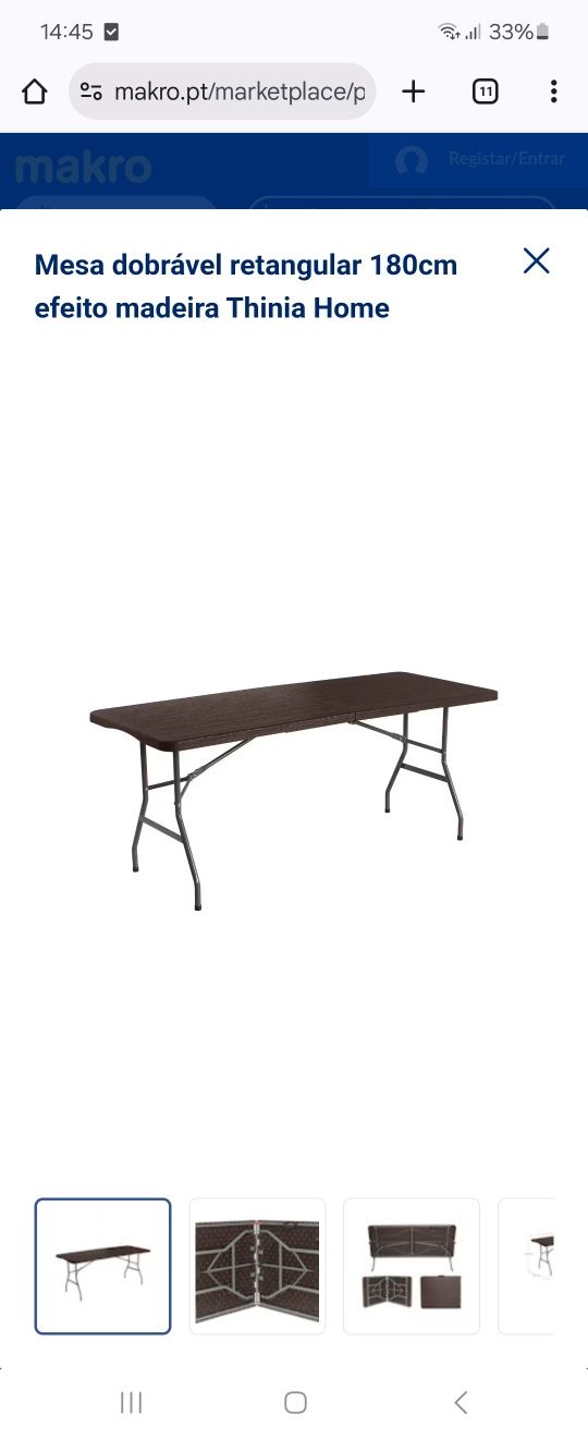 Mesa dobrável retangular 180cm