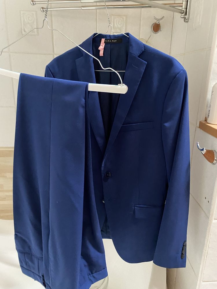 ZARA MAN garnitur męski granatowy 46/38 plus koszula i krawat gratis
