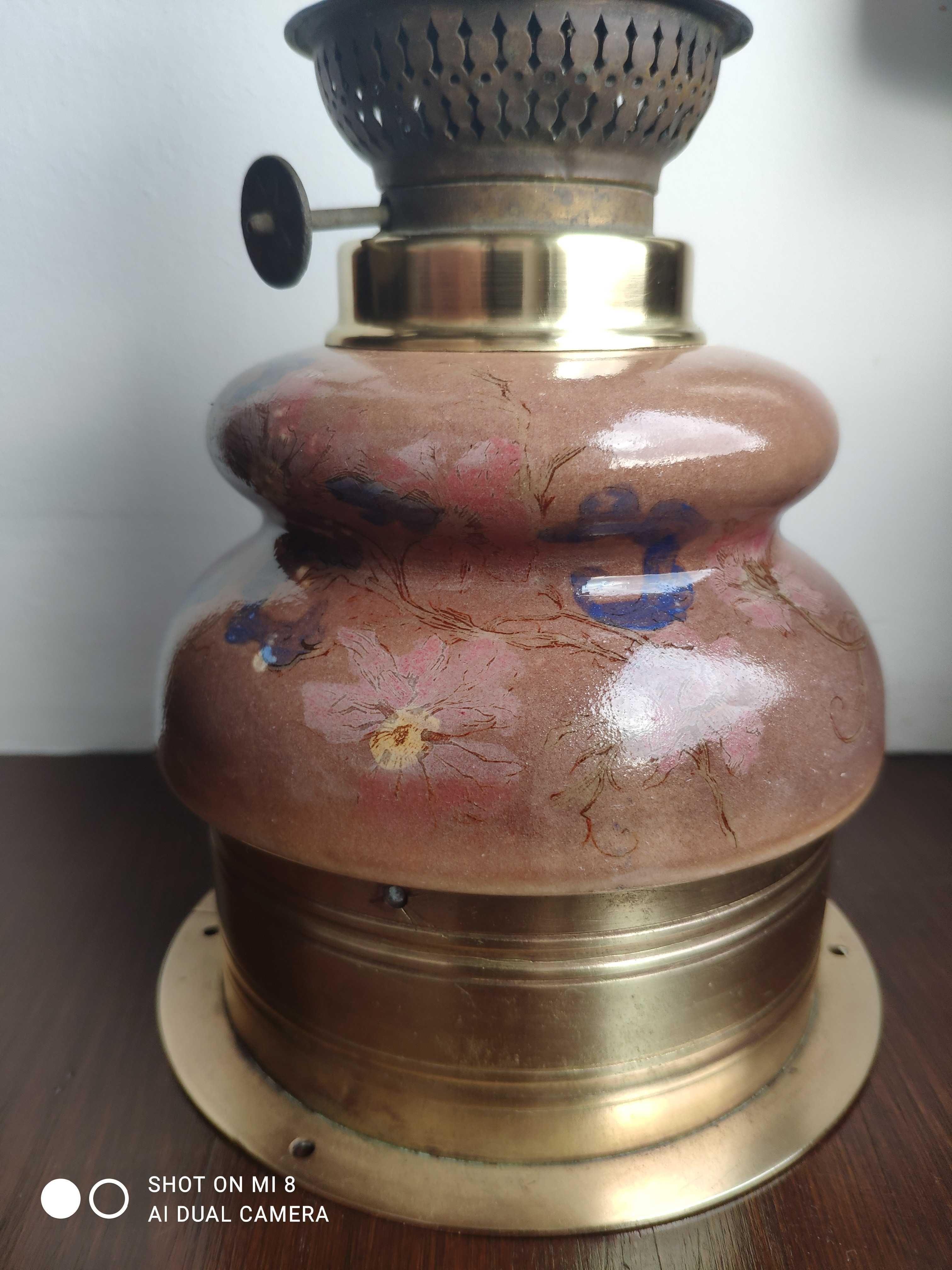 Stara francuska porcelanowa lampa naftowa nr 33