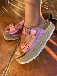 Jeffrey Campbell klapki Plato koturny espadryle neon flo fluo 38 39