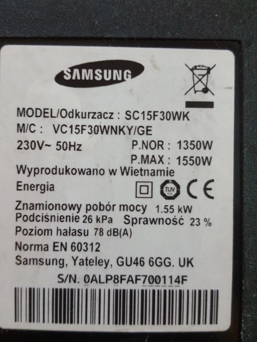 Odkurzacz Samsung z filtrem cyklonowym7