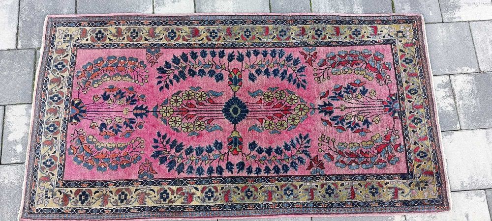 Sarouk perski dywan tkany ręcznie wełna z jedwabiem 125 x 66 cm piękny