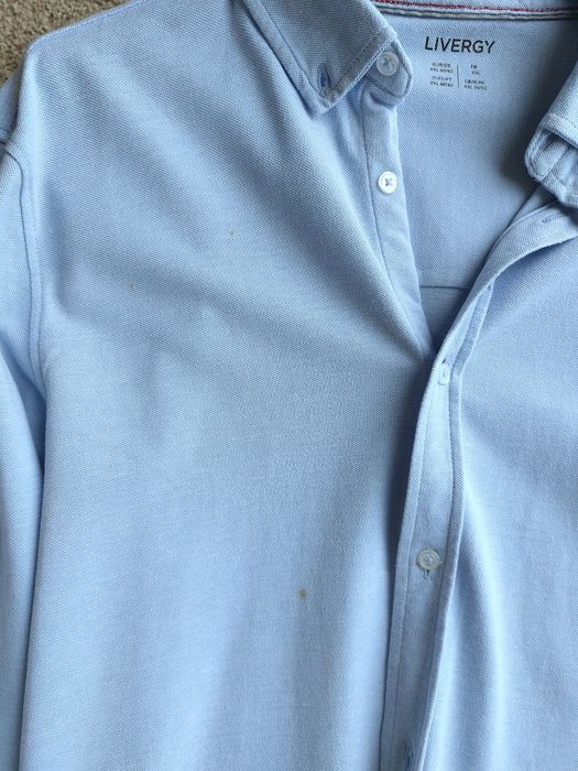 Koszula męska Livergy XXL łatki na łokciach niebieska