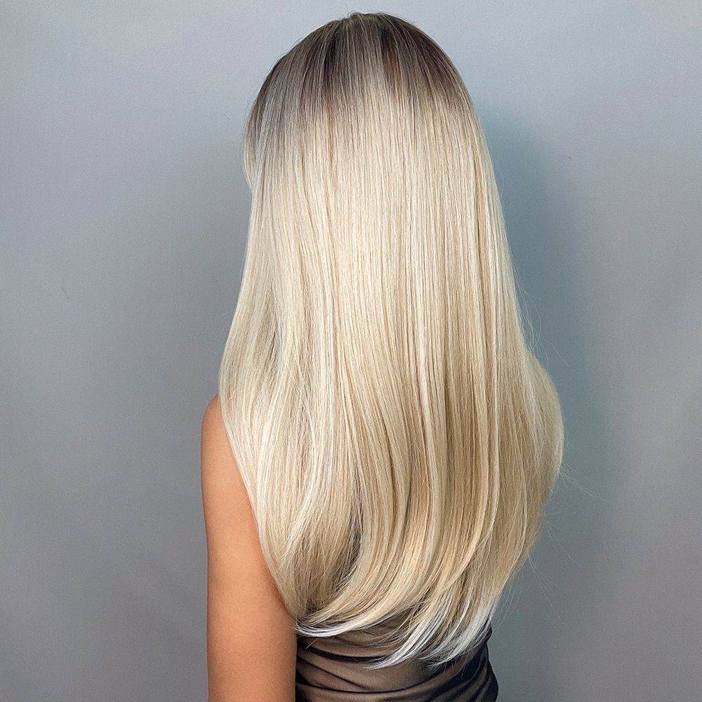 Nowa długa peruka blond jasny naturalny ombre na codzień gęste włosy