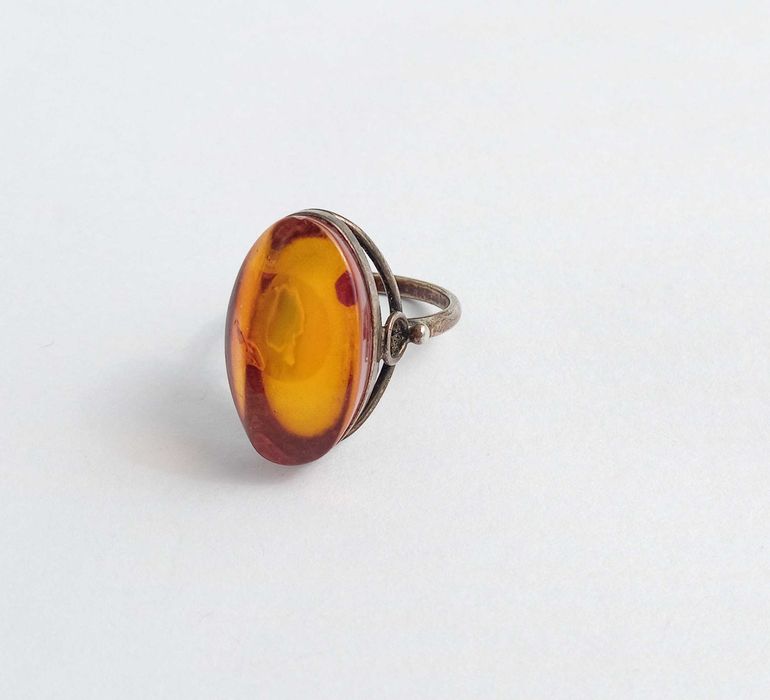 Перстень Кольцо з Янтарем Срібло 875 проба. Вінтаж. СССР
