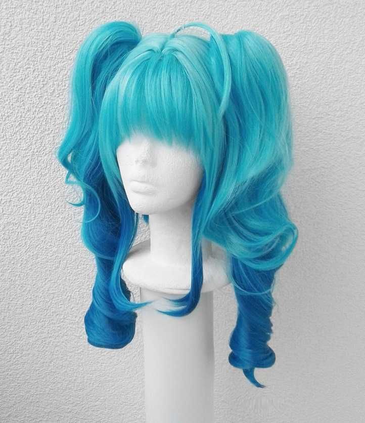 Hatsune Miku Little Devil Turksuowa peruka z kitkami cosplay wig ombre