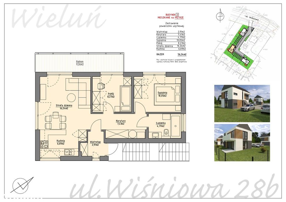 Na sprzedaż mieszkanie z ogródkiem, 56 m2, I piętro, budynek nr 2