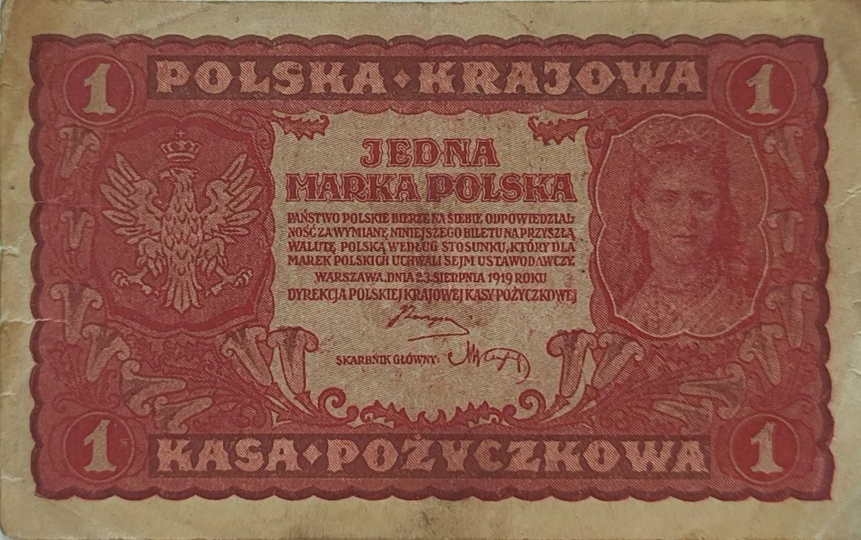 Banknot 1 Marka Polska - 1919 - I seria AJ