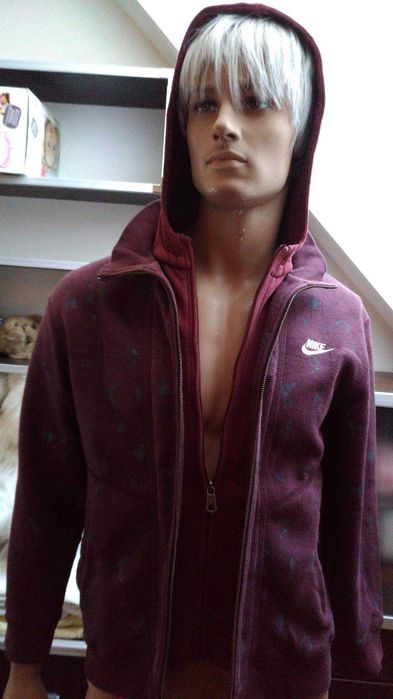 Bluza Nike bordowa ciemna czerwona z kapturem, dwa zamki M 152-165cm