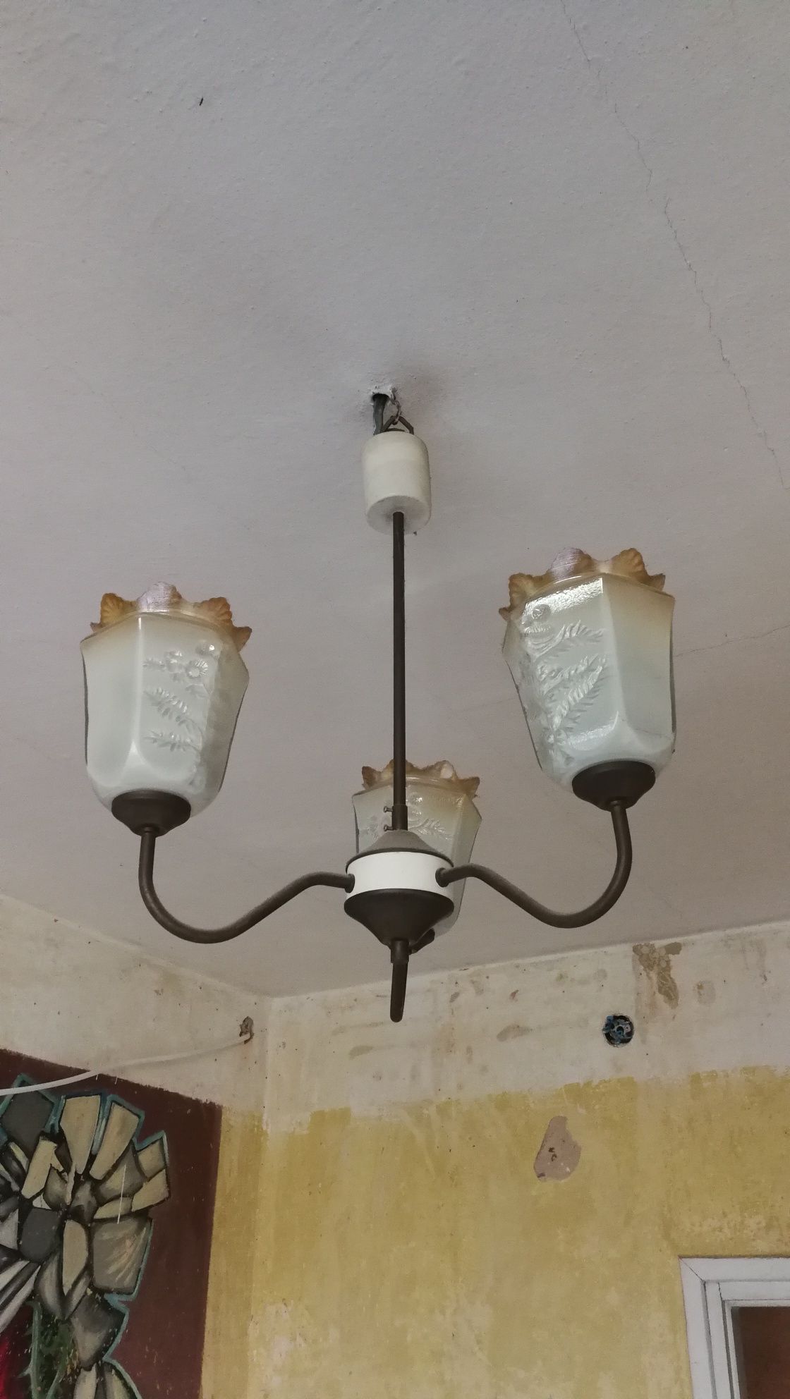Lampa wisząca sufitowa lampy stare żyrandol star PRL oświetlenie przed