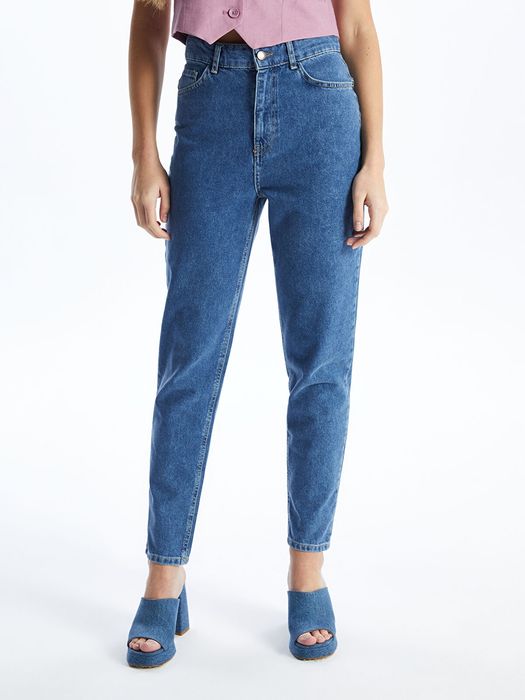 Джинси Mom Fit синього кольору