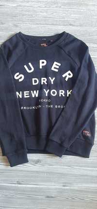 Bluza lekka sweter Superdry damska czarna z nadrukiem sportowa S M