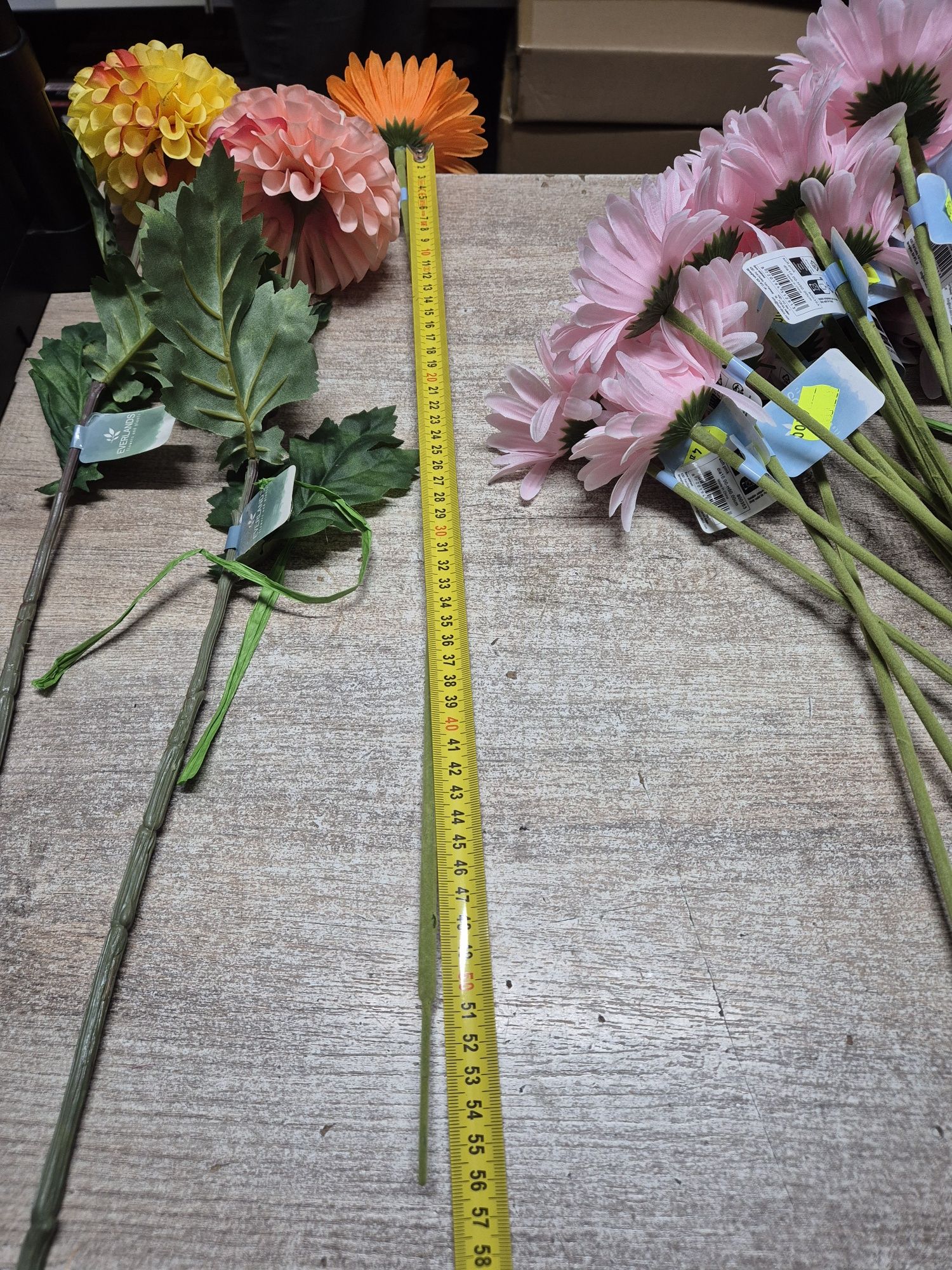 Gerbera sztuczna z łodygą 50 cm pomarańczowa średnica 10