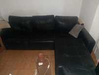 Sofá em Napa Preto com Chaise Longue
