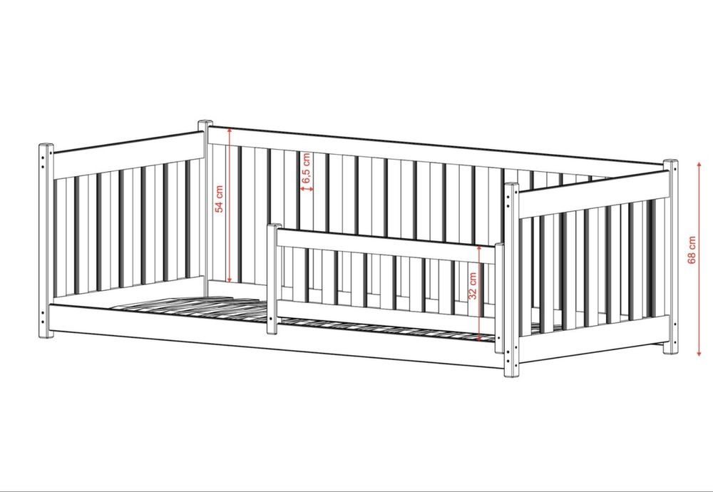 LANO meble białe łóżko dziecięce CONCEPT z barierka materacem 80x160