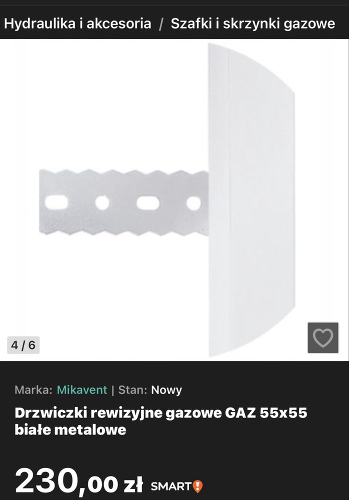 Drzwiczki gazowe 60x60 białe