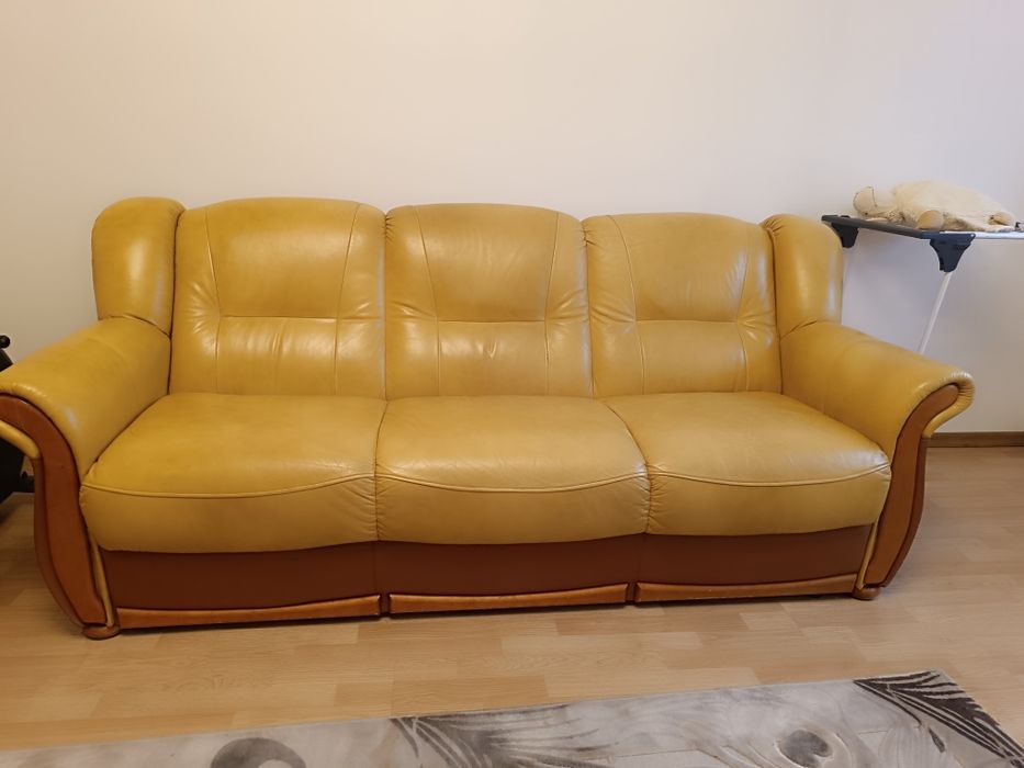 Kanapa + dwa fotele skóra