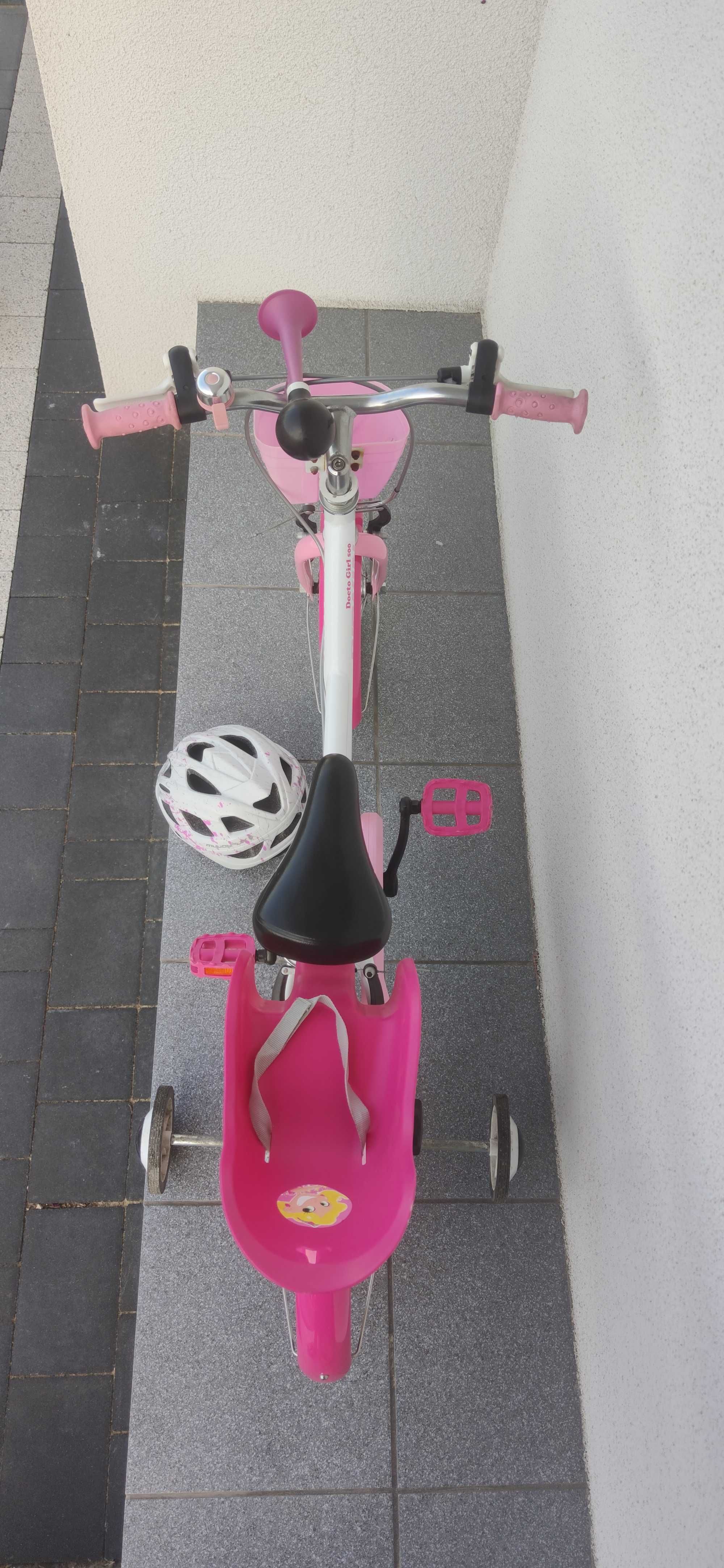 Rower Btwin b twin 16 cali dla dziewczynki stan bdb bialo różowy