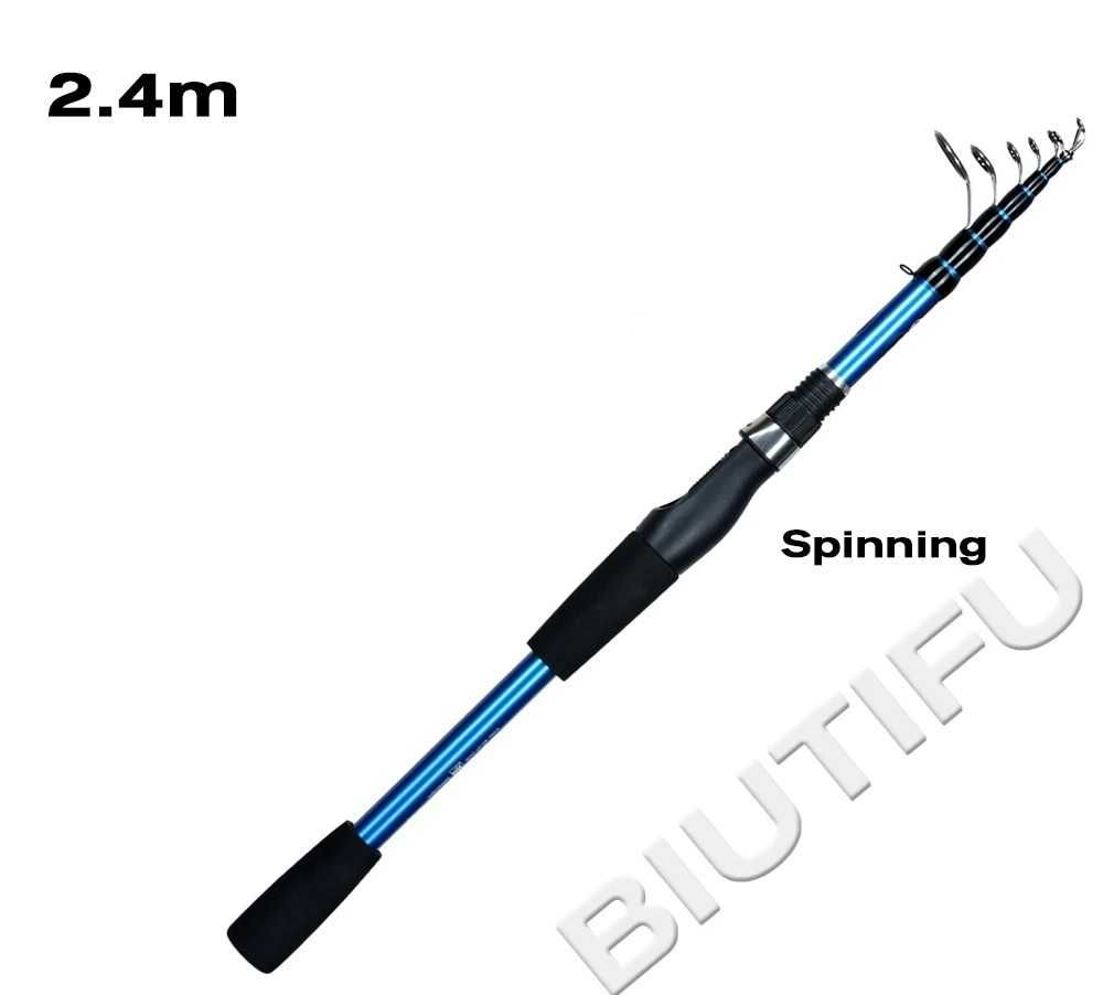 Podróżna wędka spinningowa teleskopowa Biutifu 2,4m c.w. 3-30g blue