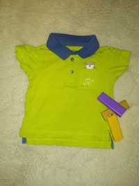 Koszulka bluzka polo chłopczyk Lupilu 62/68 guziczki noworodek