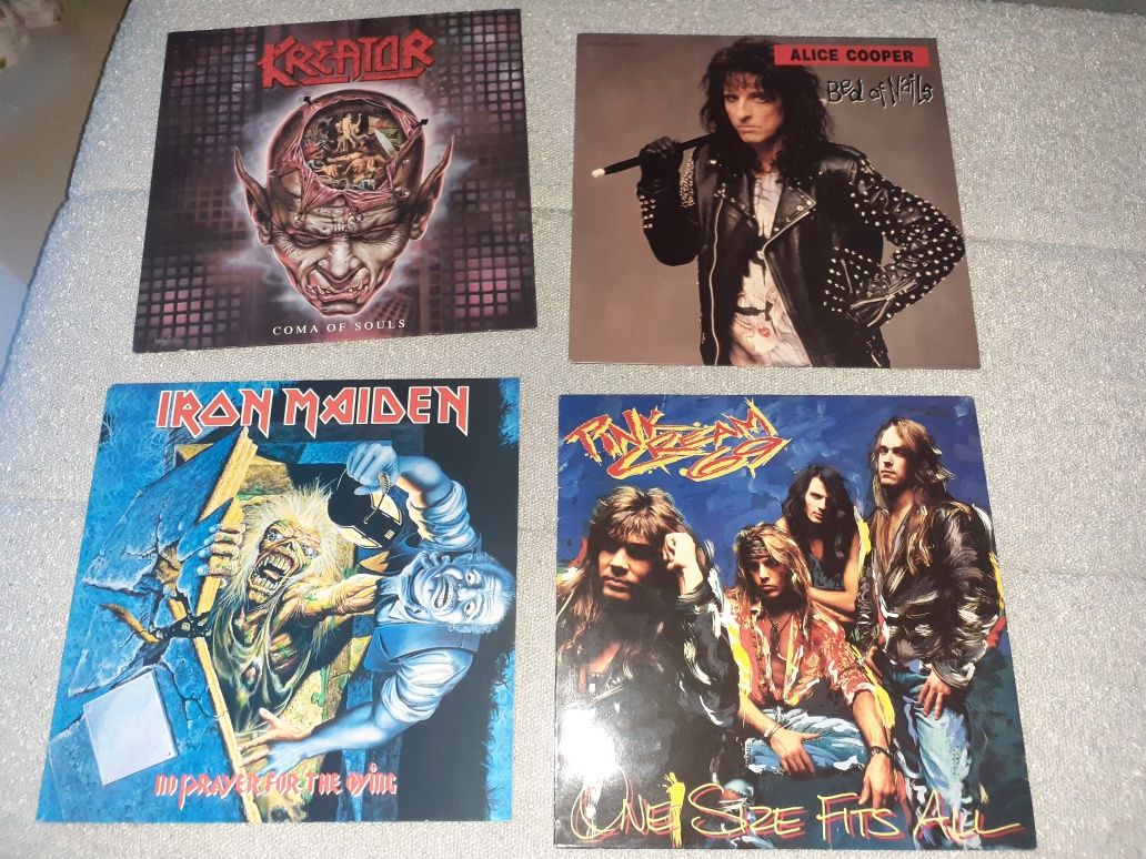 Stare płyty winylowe 4szt Iron Maiden Kreator Alice Cooper Pink Cream