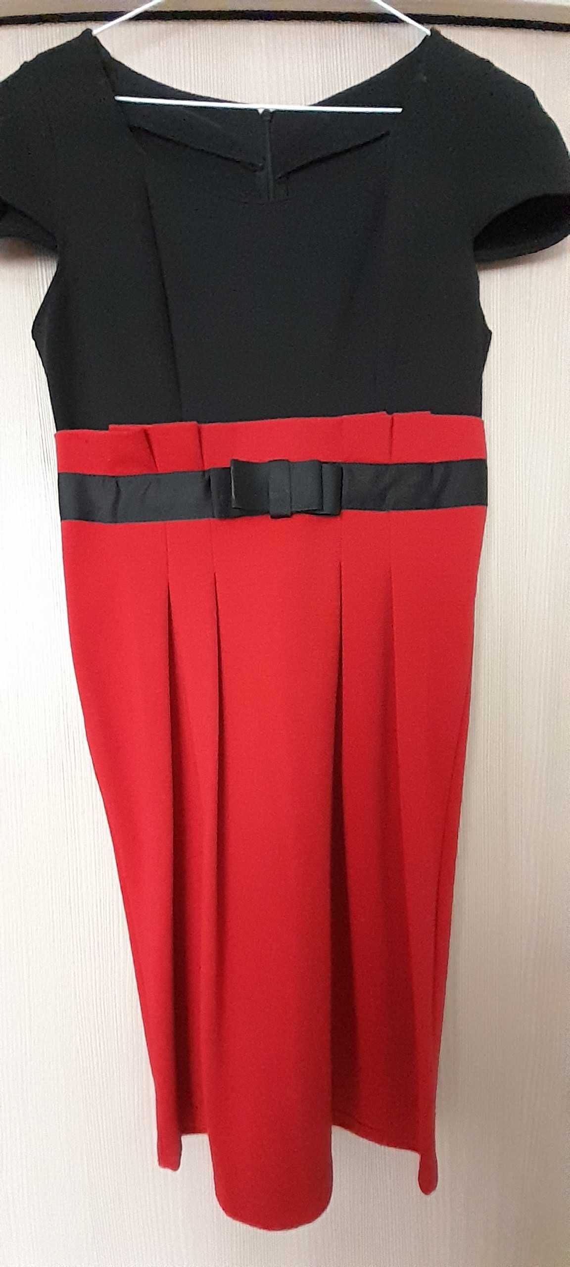 Sukienka czerń i czerwień kokardka 36