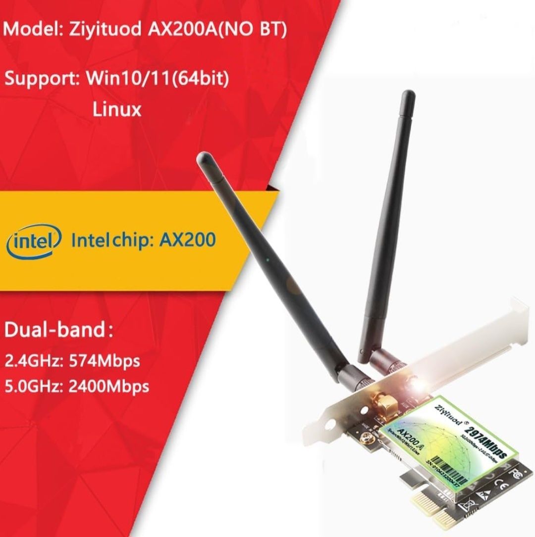 Karta PCI-E WiFi AX200A do PC, Intel Chip AX200
