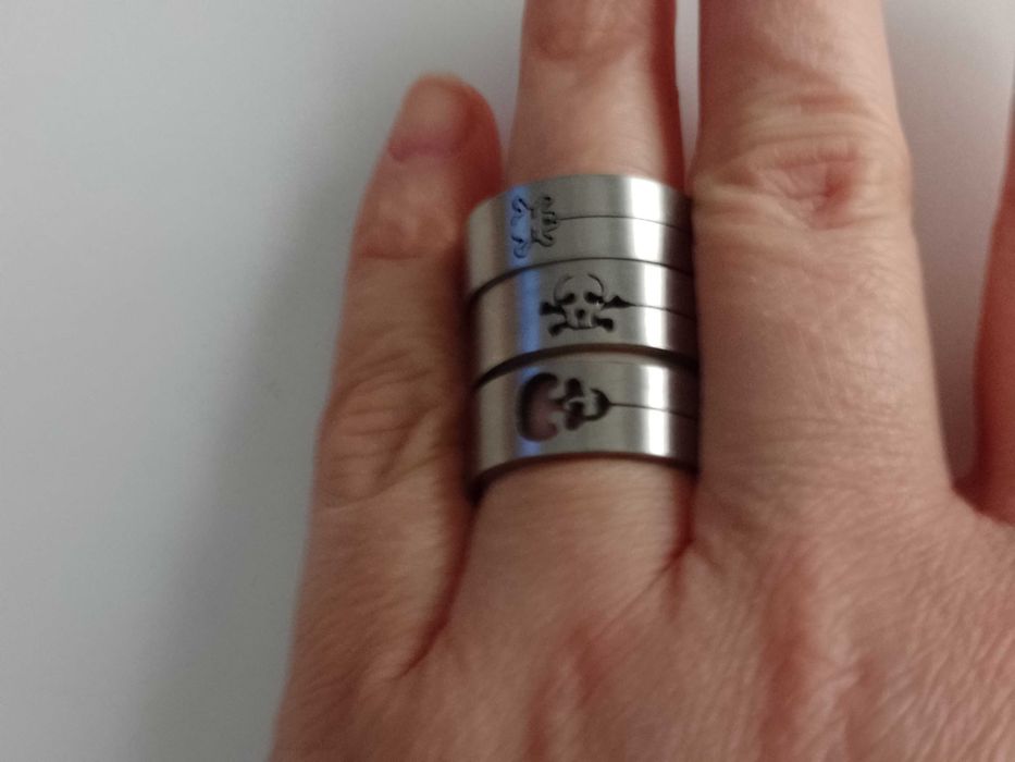 zestaw 3 obrączki czacha stal chirurgiczna