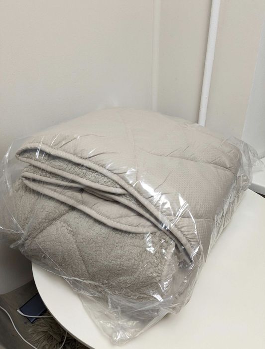 Тепла зимова ковдра на хутрі полуторна, євро