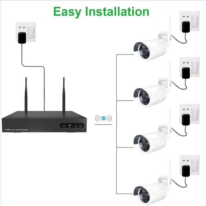 Aottom 8-kanałowy zestaw Wi-Fi MONITORING CCTV 720p 4 kamery nocne NVR