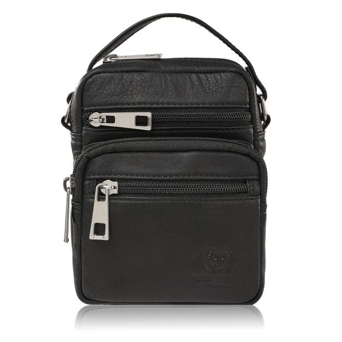 saszetka męska na ramię skórzana mała czarna paolo peruzzi t-133-bl