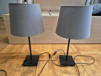 Dwie lampki nocne IKEA szare na czarnych nóżkach