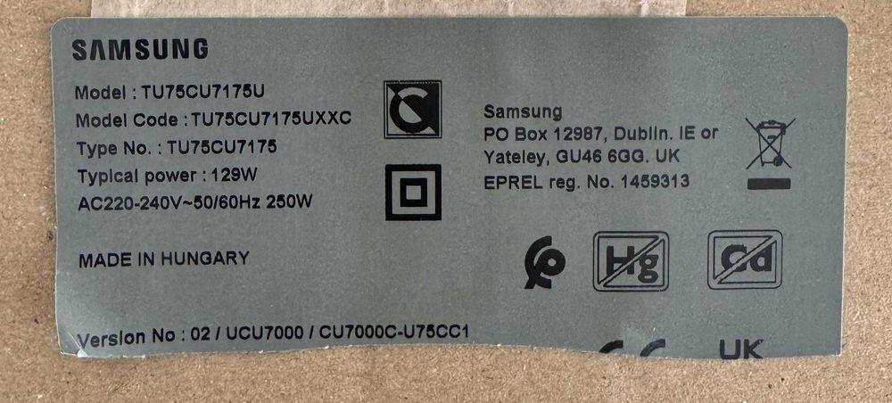 TU75CU7175U Partes de Televisao