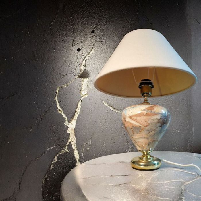 Włoska Ceramiczna Lampa Stołowa – Elegancja i Styl !!! Złote Detale !!
