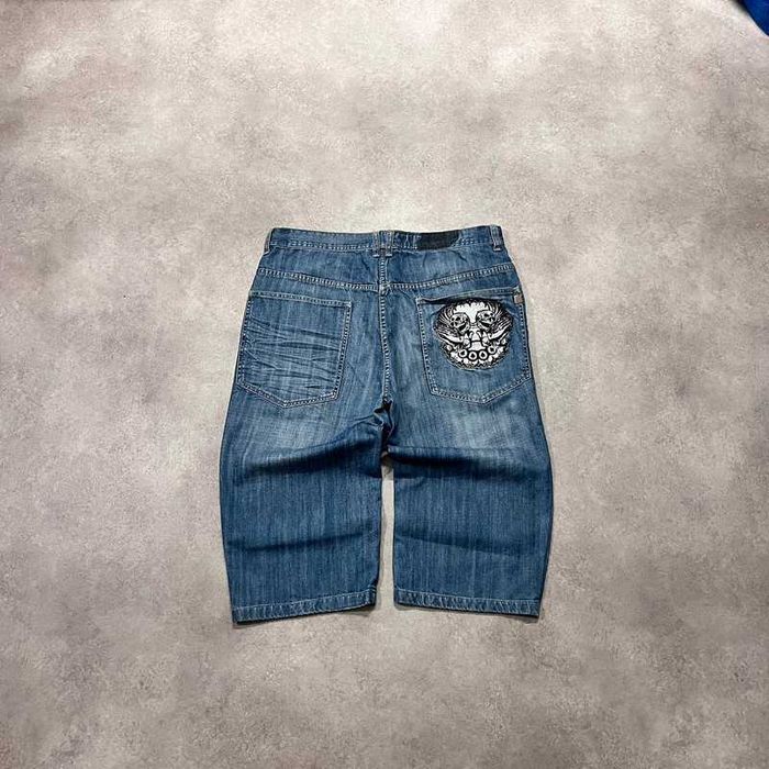 Vintage Spodenki Szorty Y2K Rap Jortsy Baggy Haft 90s Trendy