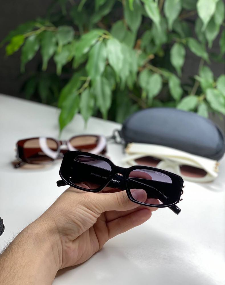 Женские солнцезащитные очки SAINT LAURAENT черные модные прямоугольные