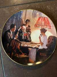 Talerz kolekcjonerski porcelana Knowles Bradex Norman Rockwell poker