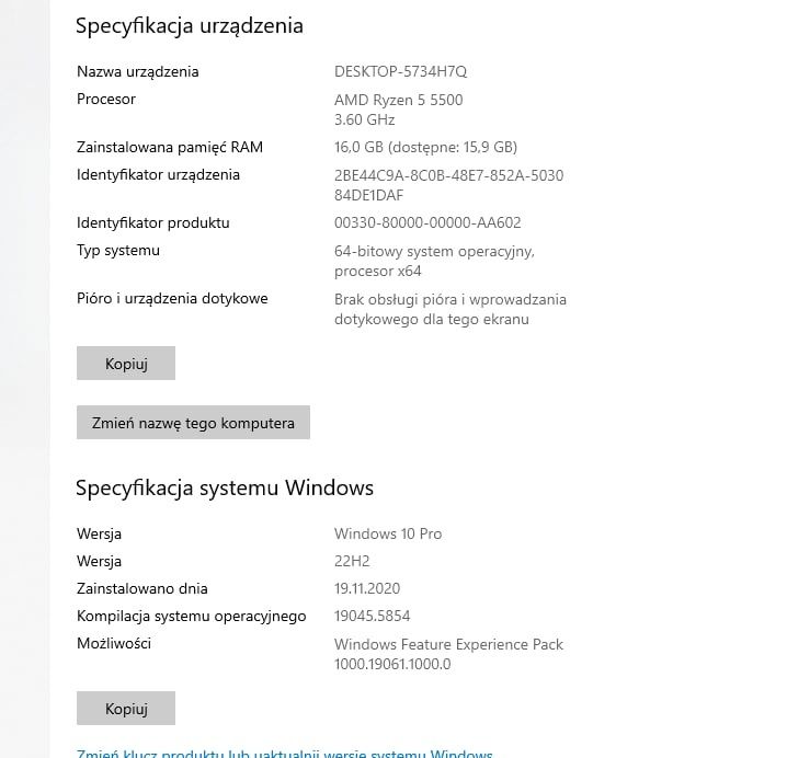 Komputer stacjonarny ryzen 5500, GeForce GTX 1080 MSI, 16 GB Ram, b450