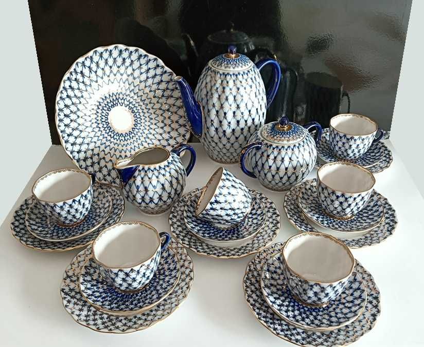 Porcelana Łomonosow mlecznik Siatka kobaltowa