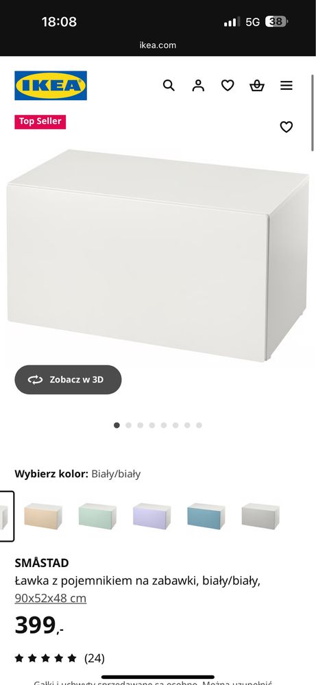 Skrzynia Smastad ikea z pojemnikiem