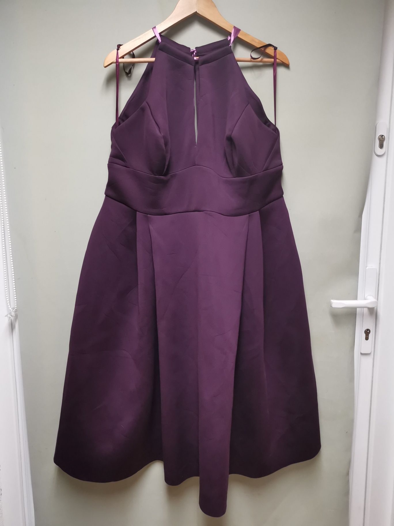 50 xxxl Sukienka śliwkowa, sukienka midi fiolet, plus size Asos Curve