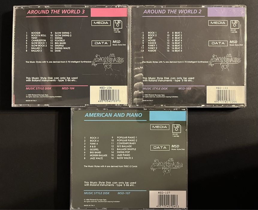 Roland E 86/96 - ORYGINALNE dyskietki ze stylami